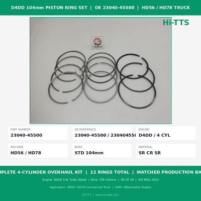 104 mm Dieselmotor Kolbenring Set OE 23040-45500 Komplett 4-Zylinder-Überholungskit für D4DD HD65 HD78 LKW